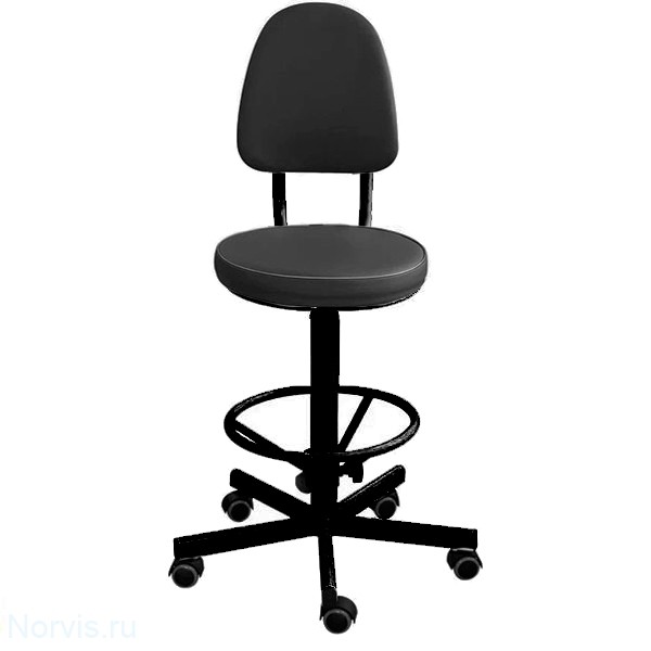 Кресло высокое винтовое КР03/КТ (мягкое сиденье) обивка цвет черный, каркас черный