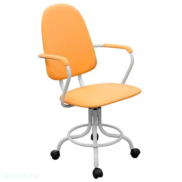 Кресло на винтовой опоре КР14 с подлокотниками (обивка цвет оранжевый)