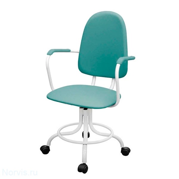 Кресло КР14 на винтовой опоре с подлокотниками (обивка цвет зеленый)