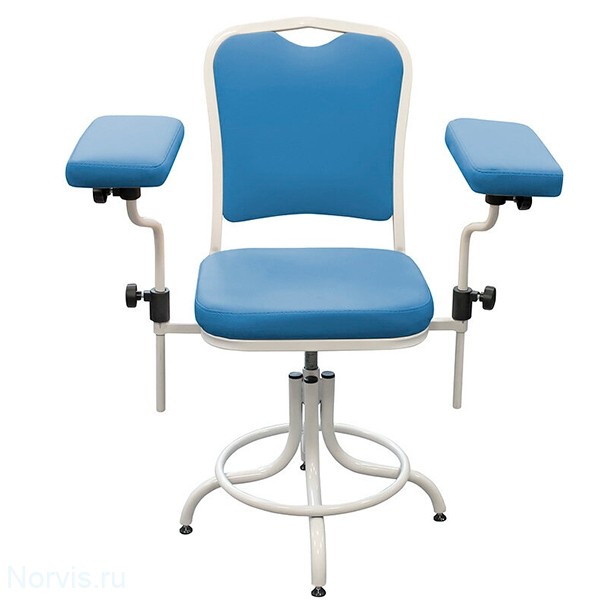 Кресло для забора крови ДР02 на винтовой опоре (обивка цвет синий)