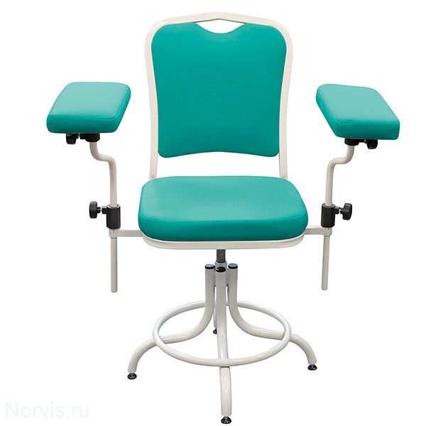 Кресло для забора крови ДР02 на винтовой опоре (обивка цвет зеленый)