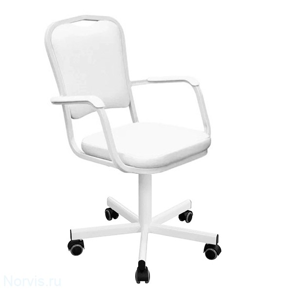 Кресло на винтовой опоре КР02-1/Н (обивка экокожа цвет белый)
