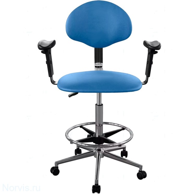 Кресло высокое с подлокотниками КР12-В/П (обивка экокожа, цвет синий)