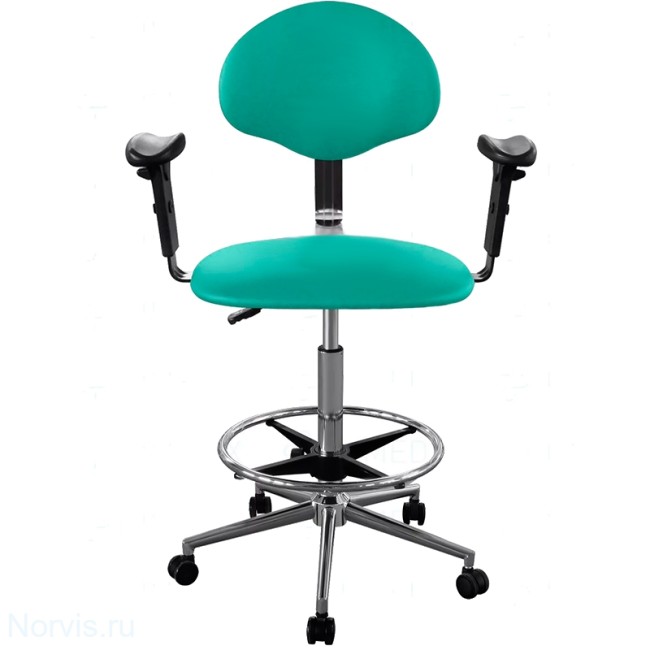 Кресло высокое с подлокотниками КР12-В/П (обивка экокожа, цвет зеленый)