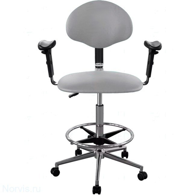 Кресло высокое с подлокотниками КР12-В/П (обивка экокожа, цвет серый)