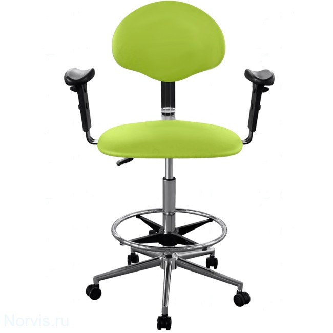 Кресло высокое с подлокотниками КР12-В/П (обивка экокожа, цвет светло-зеленый)