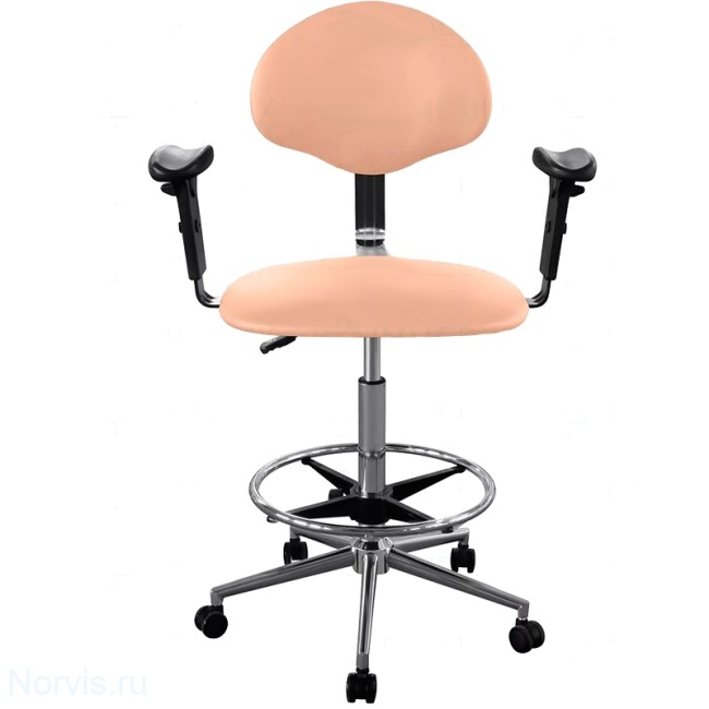 Кресло высокое с подлокотниками КР12-В/П (обивка экокожа, цвет бежевый)