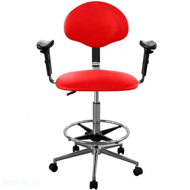 Кресло высокое с подлокотниками КР12-В/П (обивка экокожа, цвет красный) 
