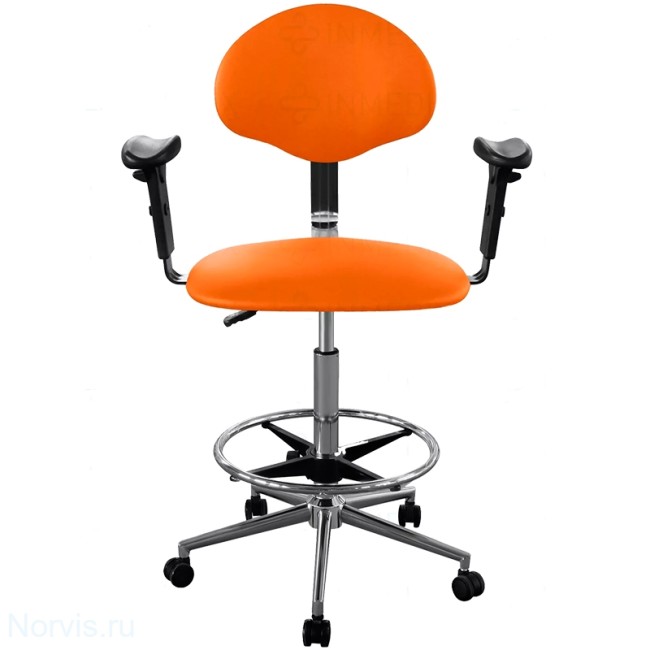 Кресло высокое с подлокотниками КР12-В/П (обивка экокожа, цвет оранжевый)