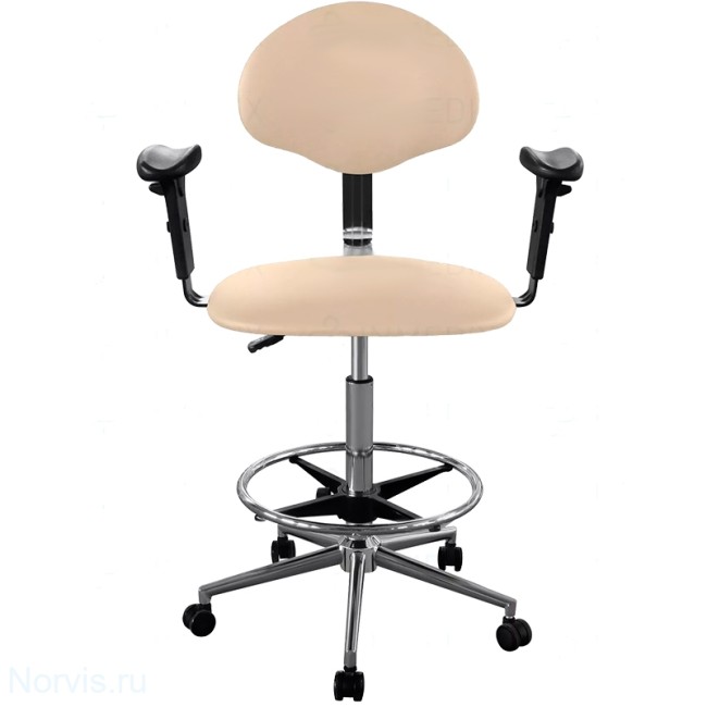 Кресло высокое с подлокотниками КР12-В/П (обивка экокожа, цвет кремовый)