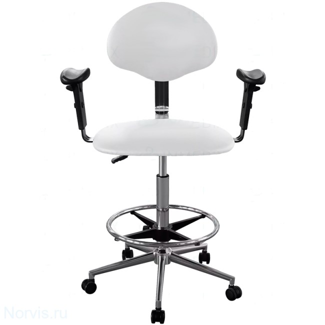 Кресло высокое с подлокотниками КР12-В/П (обивка экокожа, цвет белый)