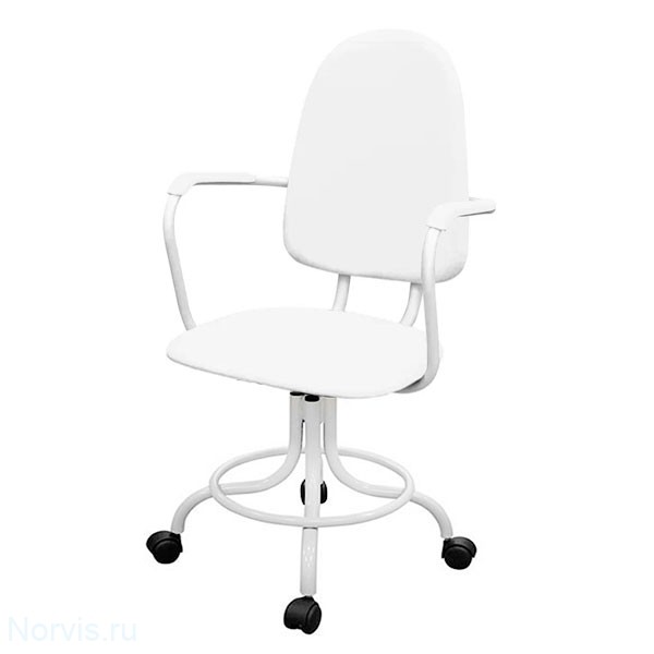 Кресло на винтовой опоре КР14 (обивка экокожа цвет белый)