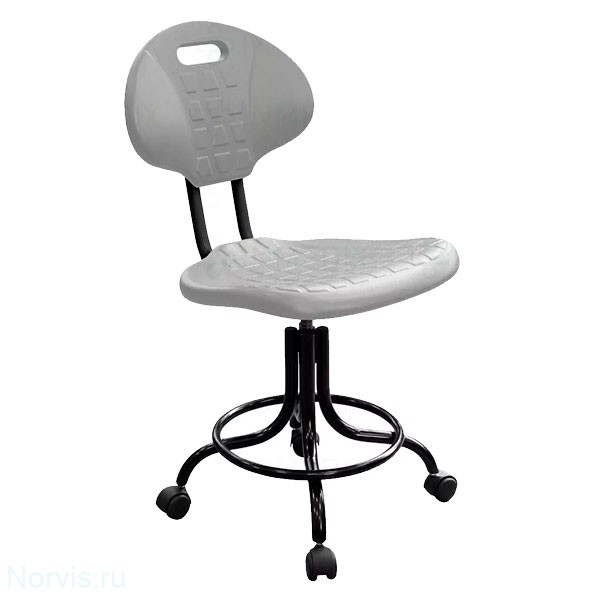 Кресло КР10-1 на винтовой опоре (полиуретан цвет серый) каркас черный