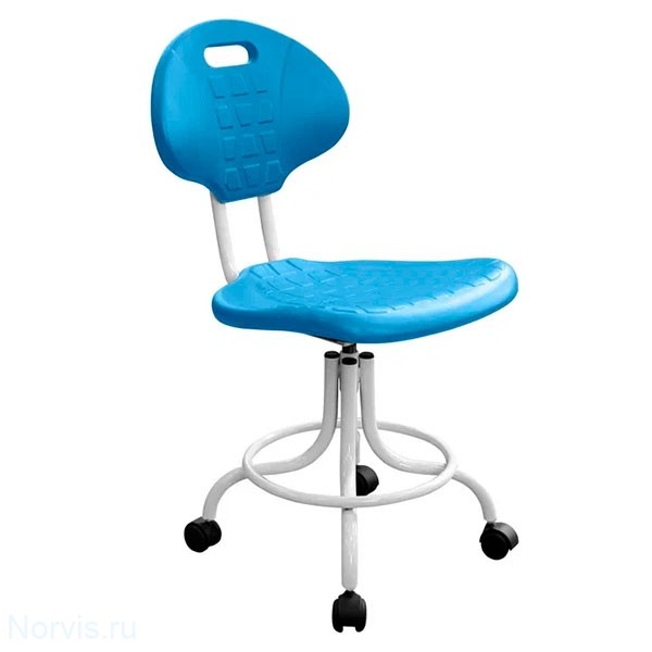Кресло КР10-1 на винтовой опоре (полиуретан цвет голубой) каркас белый