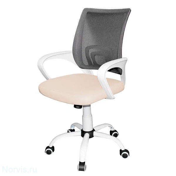 Кресло для персонала КР08 (сиденье экокожа, спинка сетка) цвет кремовый