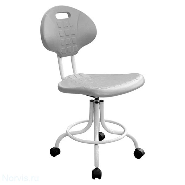 Кресло КР10-1 на винтовой опоре (полиуретан цвет серый) каркас белый