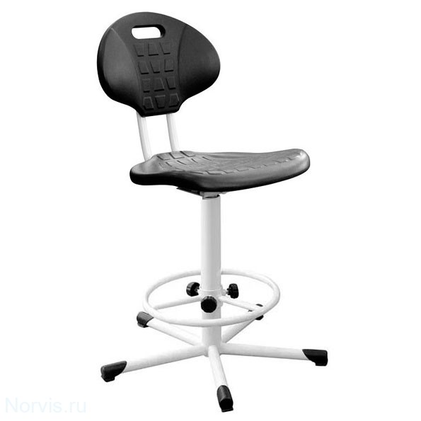Кресло винтовое КР10-2 (полиуретан цвет черный) каркас белый