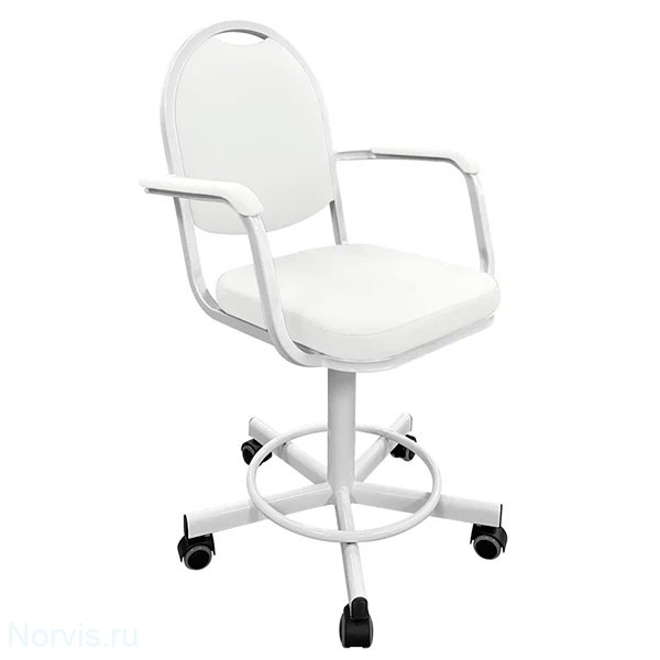 Кресло на винтовой опоре с подлокотниками КР15/П (обивка цвет белый)