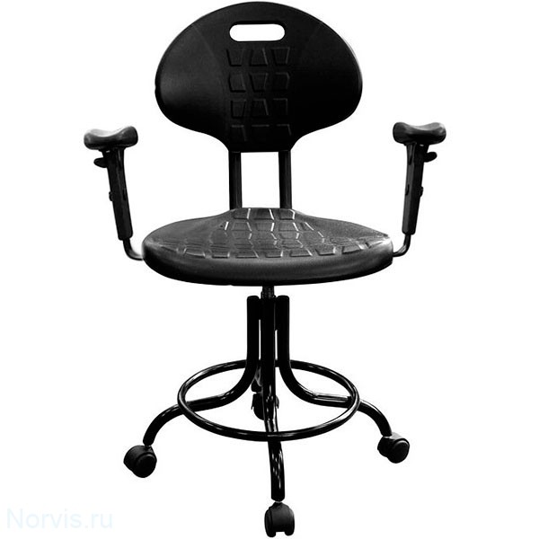 Кресло с подлокотниками КР10-1 на винтовой опоре (каркас черный)