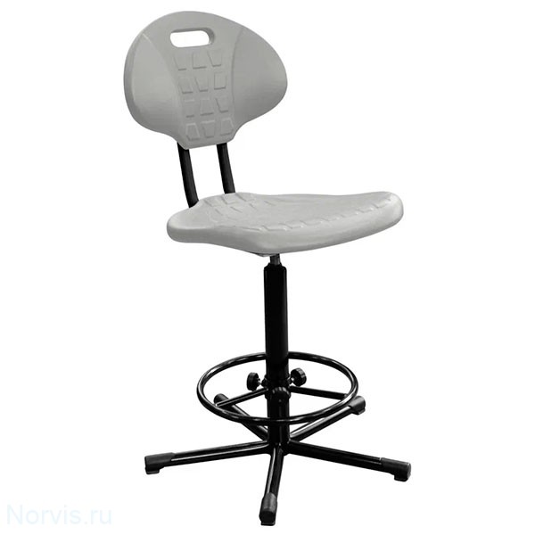 Кресло винтовое КР10-2 (полиуретан цвет серый) каркас черный