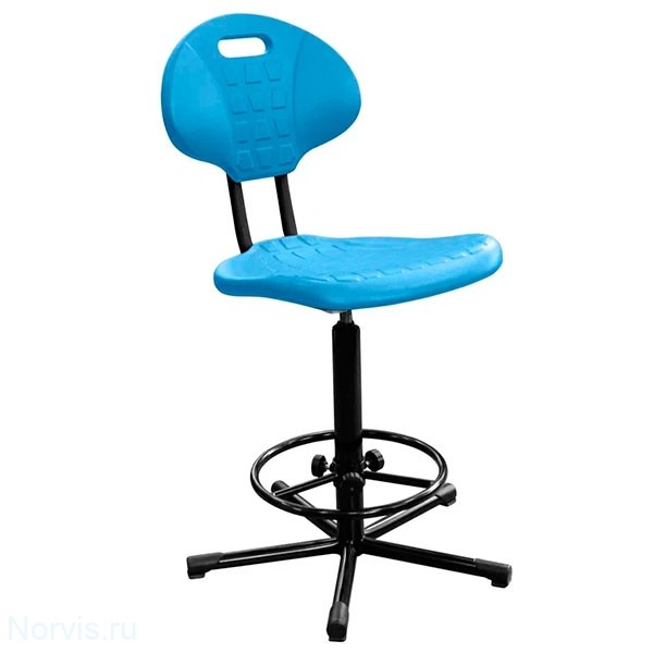 Кресло винтовое КР10-2 (полиуретан цвет голубой) каркас черный
