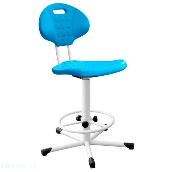 Кресло винтовое КР10-2 (полиуретан цвет голубой) каркас белый