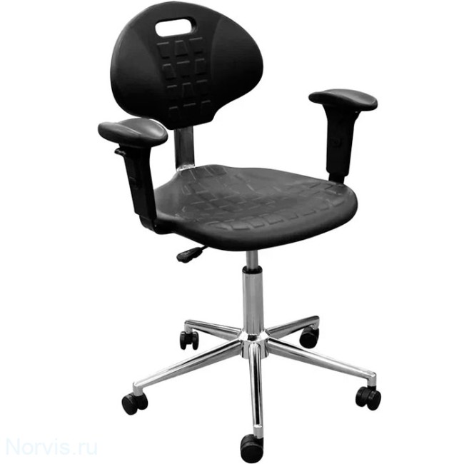Стул-кресло на газлифте КР12/П с подлокотниками (полиуретан цвет черный)