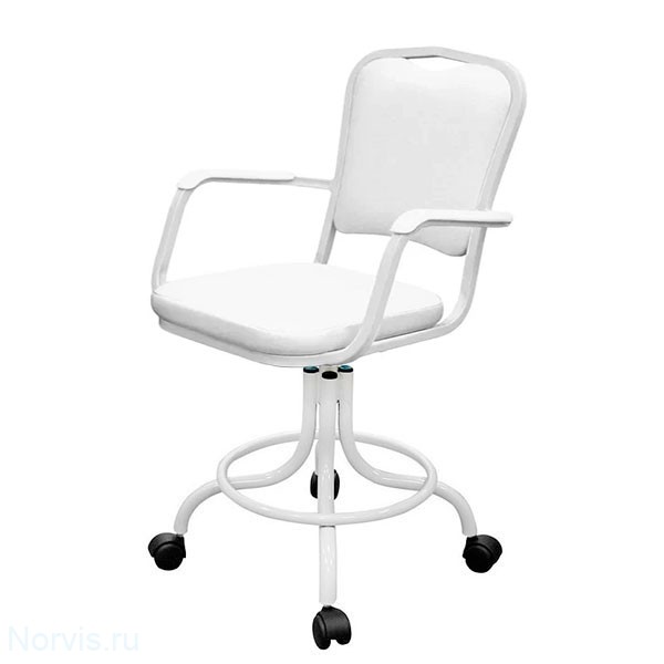 Кресло винтовое КР09 с подлокотниками (обивка цвет белый)