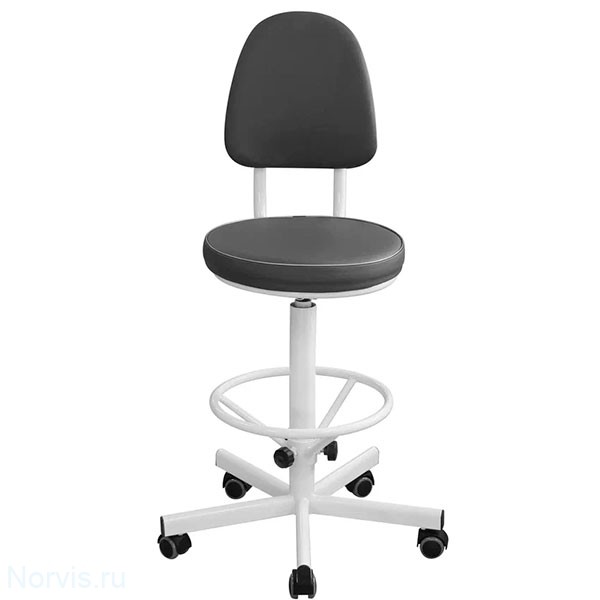 Кресло высокое винтовое КР03/КТ (мягкое сиденье) обивка цвет черный