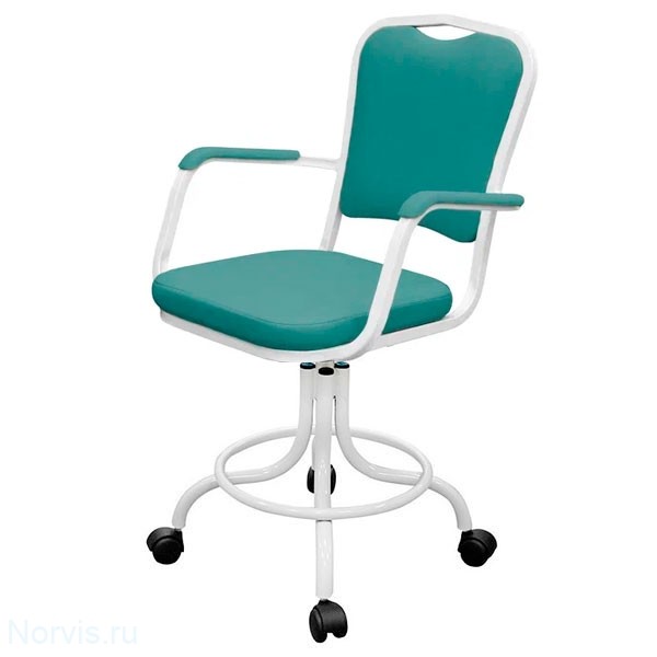 Кресло на винтовой опоре КР09 с подлокотниками (обивка цвет зеленый)