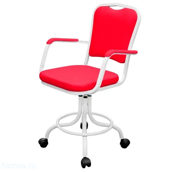 Кресло на винтовой опоре КР09 с подлокотниками (обивка цвет красный)
