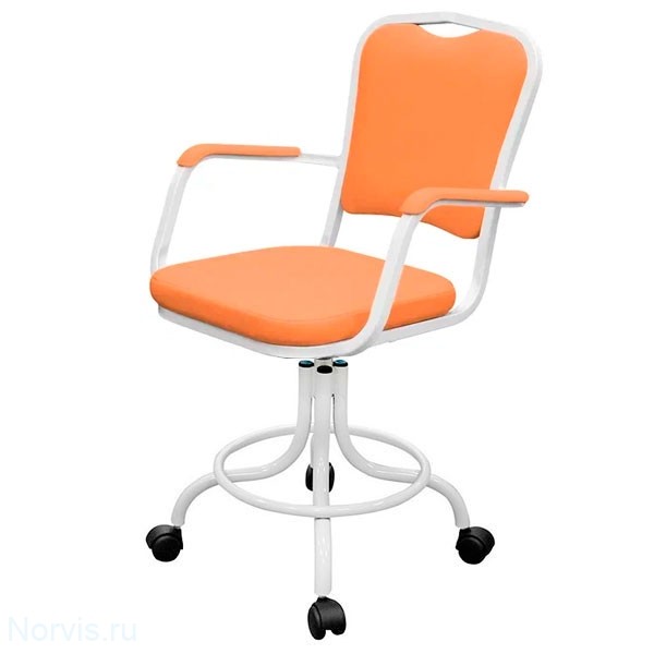 Кресло на винтовой опоре КР09 с подлокотниками (обивка цвет оранжевый)