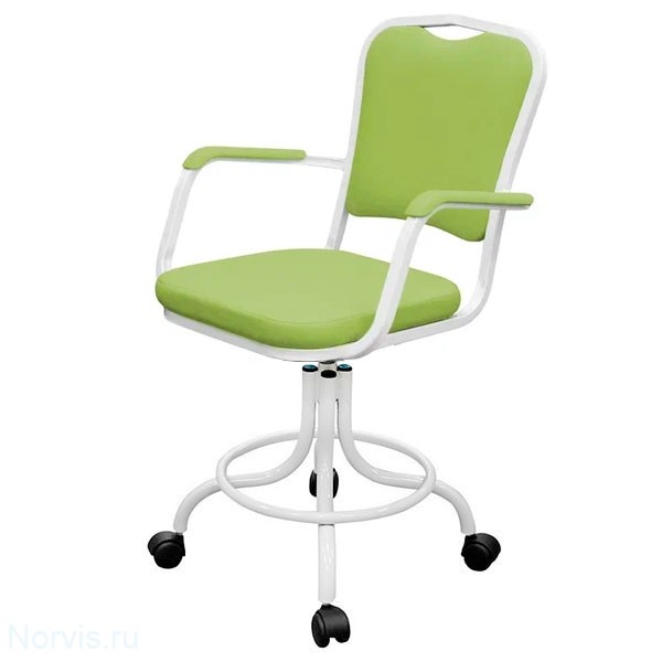 Кресло на винтовой опоре КР09 с подлокотниками (обивка цвет светло-зеленый)