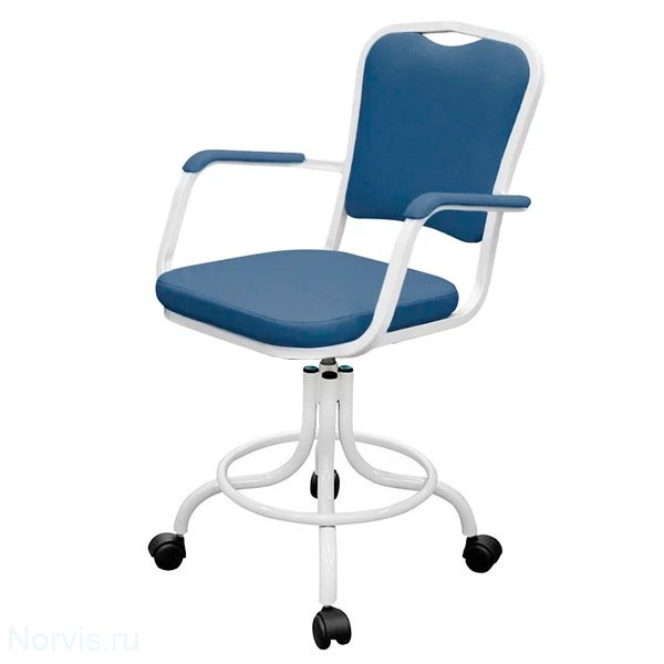 Кресло на винтовой опоре КР09 с подлокотниками (обивка цвет синий)