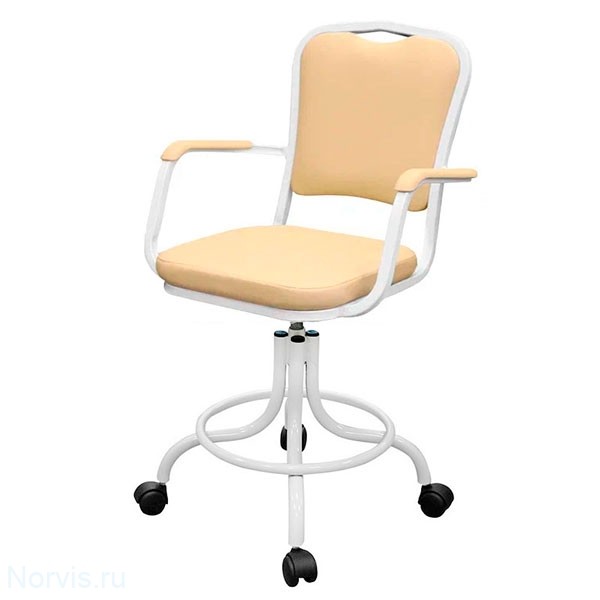 Кресло на винтовой опоре КР09 с подлокотниками (обивка цвет кремовый)